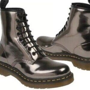 Dr. Doc Martens 1460 Pascal Pewter Metallic Leather Boots US6 UK4 Koram Flash